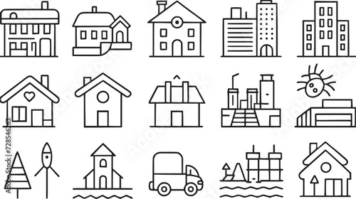 houses and real-estate services icon set vector collection. © RH Creative Design 