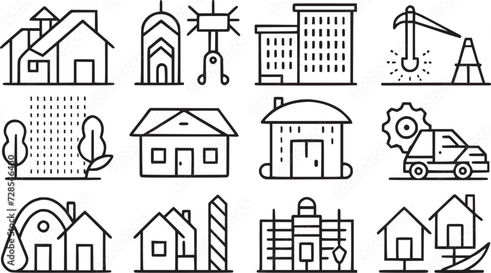 houses and real-estate services icon set vector collection.