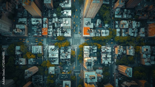 Aerial View of Urban City Grid