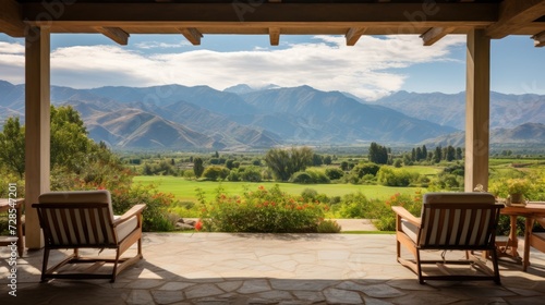 View from the magnificent estate of the stretching mountain range