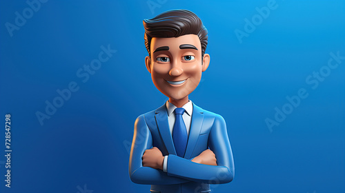 A Confident and Happy 3D Businessman Character in a Stylish Suit Exemplifying Success