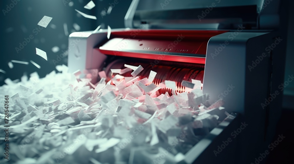 Foto de A pile of shredded paper is being fed into a machine for ...