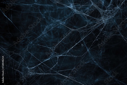 A close up of a spider web on a black background. Perfect for adding a touch of nature and mystery to your designs
