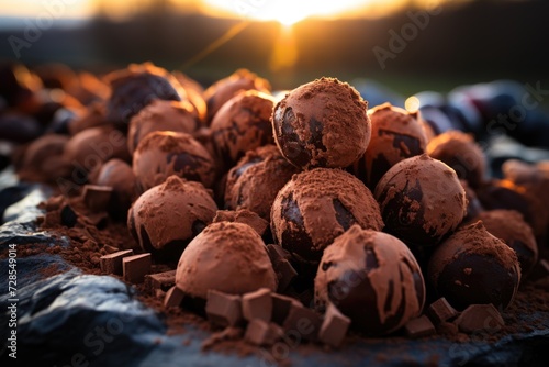 Chocolate chocolate with granulated, popularly known as brigadeiro, generative IA photo