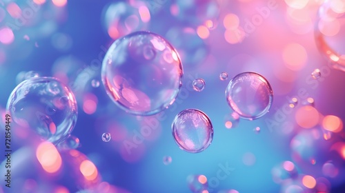 Colorful bubbles floating in the air. Perfect for adding a touch of whimsy and joy to any project © Fotograf