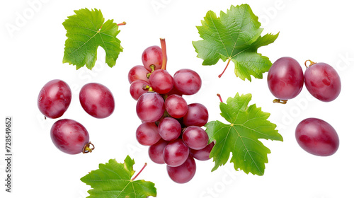  grape with leaves on white background 
