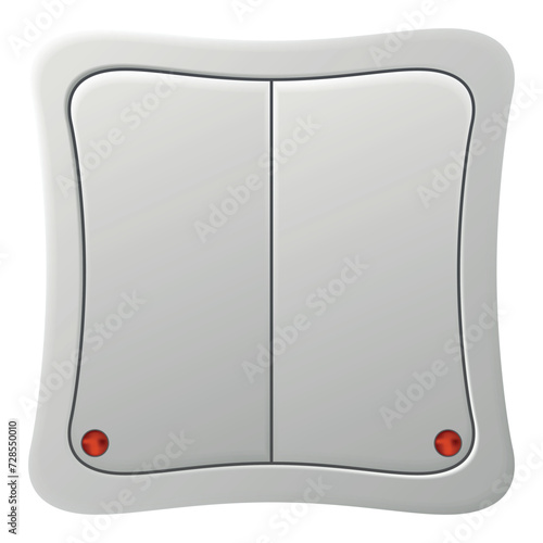 Realistic switcher icon. Home buttons plastic light toggle. Interior wall electric switch. Power electrical switcher isolated on white background