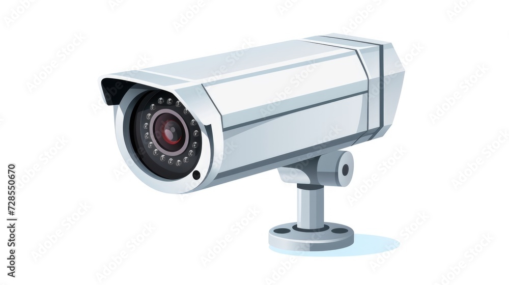 A security camera on a white background. Suitable for use in surveillance, technology, or safety-related projects