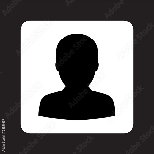 User icon vector. Profile mark logo design. Profile vector icon illustration in square isolated on black background