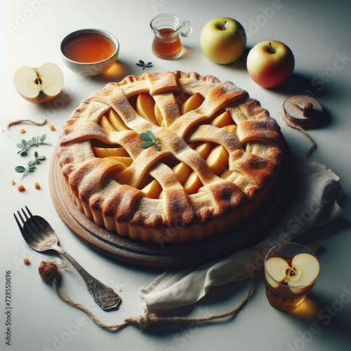 homemade apple pie on white
