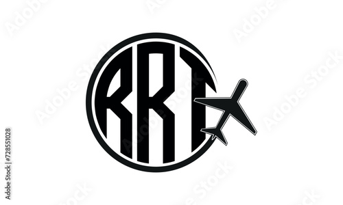 RRT three initial letter circle tour & travel agency logo design vector template. hajj Umrah agency, abstract, wordmark, business, monogram, minimalist, brand, company, flat, tourism agency, tourist photo