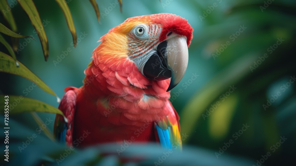 Obraz premium Parrot sitting on branch in the woods 
