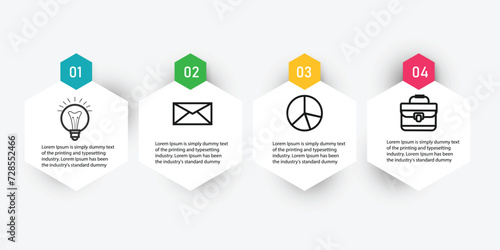 Four steps infographic in hexagonal shape design