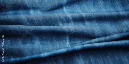 A close up shot of a blue fabric with a blurry background. Perfect for textile design or fashion concepts