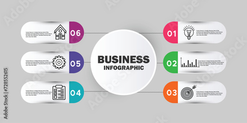 Timeline infographics design vector and marketing icons can be used for workflow layout, diagram, annual report, web design. Business concept with 6 options