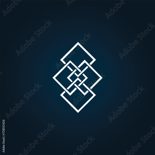 Vector square metal honeycombs. Abstract geometric unusual isolated logo.