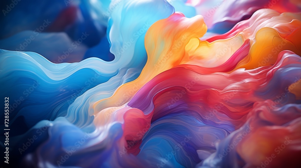 Obraz premium Oil paint Abstract background texture with wavy lines and a vibrant rainbow colorful paintings with a multi-colored spectrum of colours for blending and creating visually stunning paintings