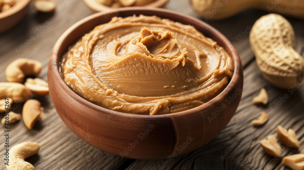 Delicious Bowl Of Rich and Chunky Peanut Butter. Healthy High Protein Food Delicious Bowl Of Rich and Chunky Peanut Butter. Healthy High Protein Food