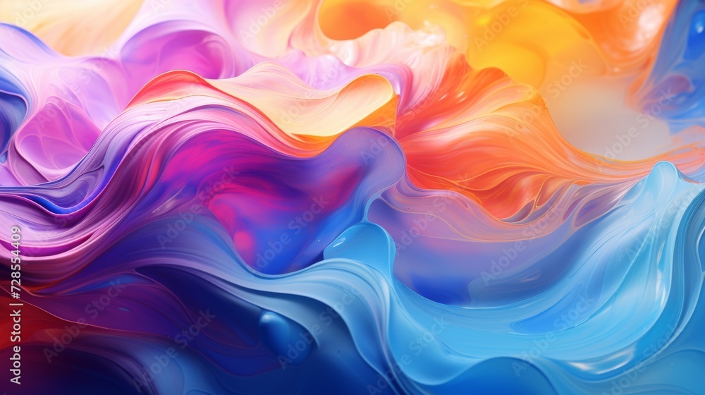Obraz premium Oil paint Abstract background texture with wavy lines and a vibrant rainbow colorful paintings with a multi-colored spectrum of colours for blending and creating visually stunning paintings