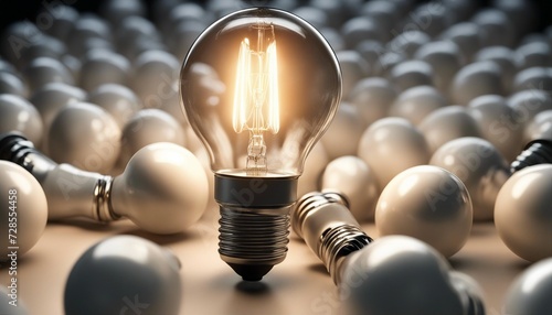 a single bulb burning alone among the dimmed bulbs
