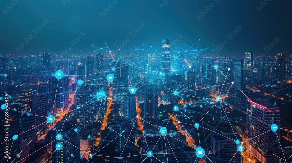 Fototapeta premium global network communication technology with data transfer over international worldwide network connecting. 