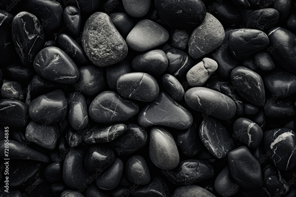 Fototapeta premium A black and white photo showcasing a pile of rocks. Ideal for adding a touch of simplicity and elegance to various projects
