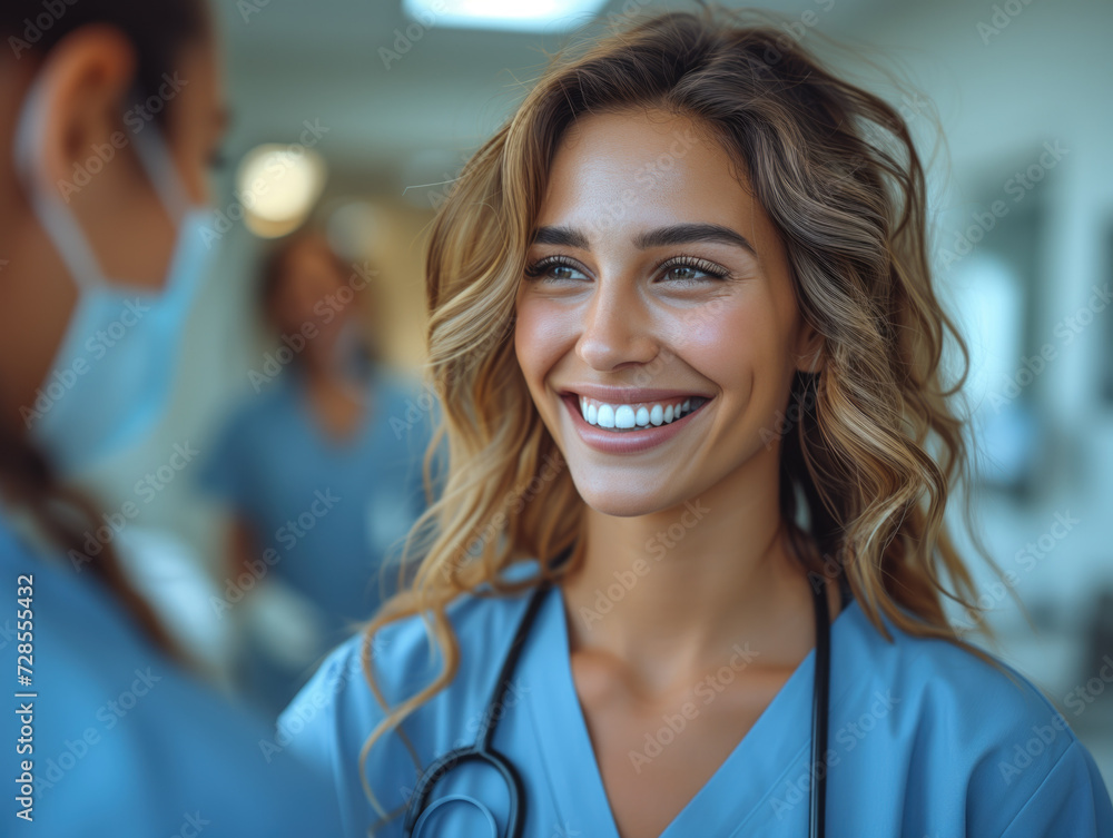Fototapeta premium selfie Happy diverse doctor standing in hospital 
