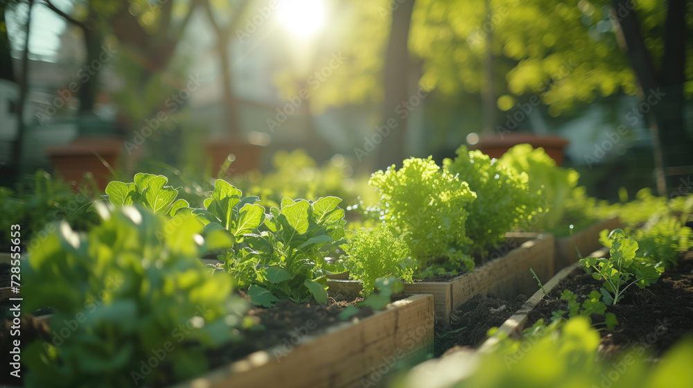 a sustainable community garden thrives. It features solar-powered water irrigation, a composting area filled with organic waste, gardeners using recycled material for planters, a sustainable community garden thrives. It features solar-powered water irrigation, a composting area filled with organic waste, gardeners using recycled material for planters,