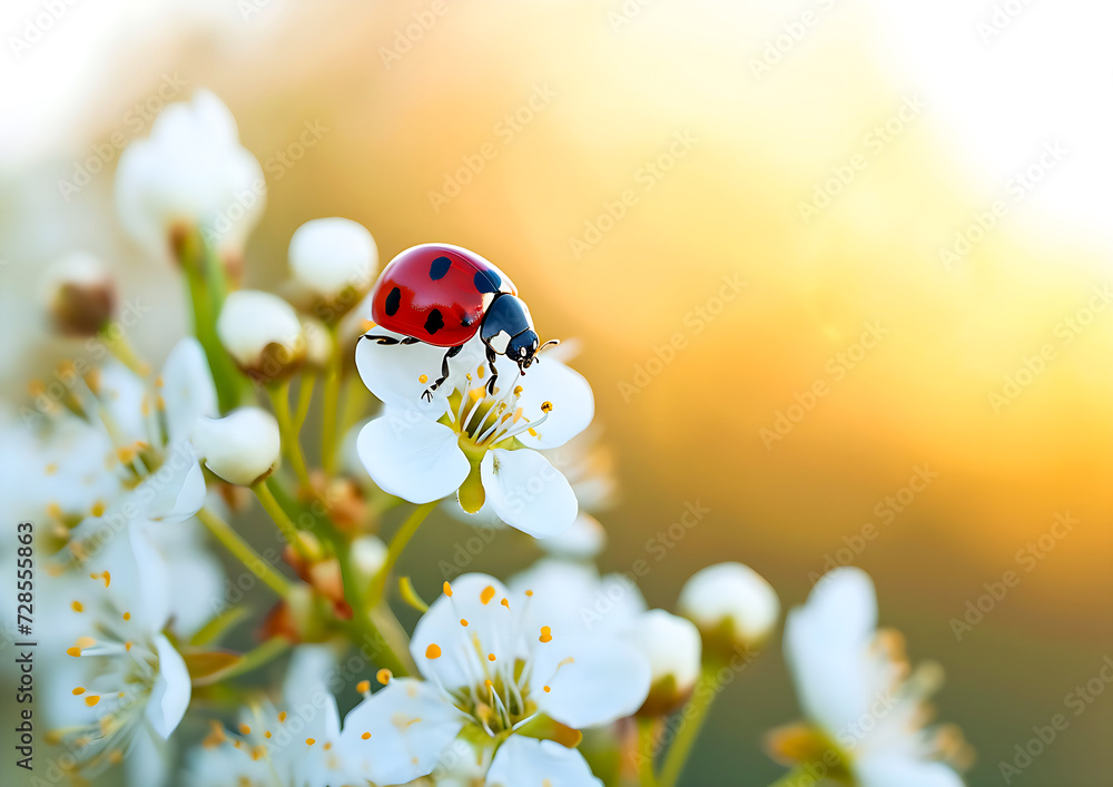 ladybug on a flower, ladybird close up ladybug on a flower, ladybird close up