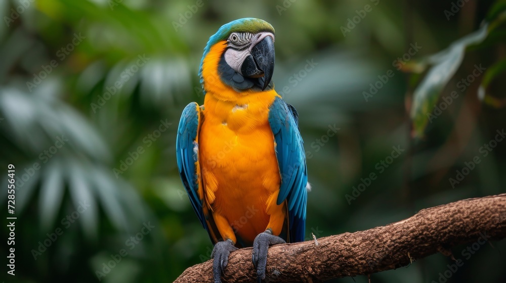 Parrot sitting on branch in the woods Parrot sitting on branch in the woods