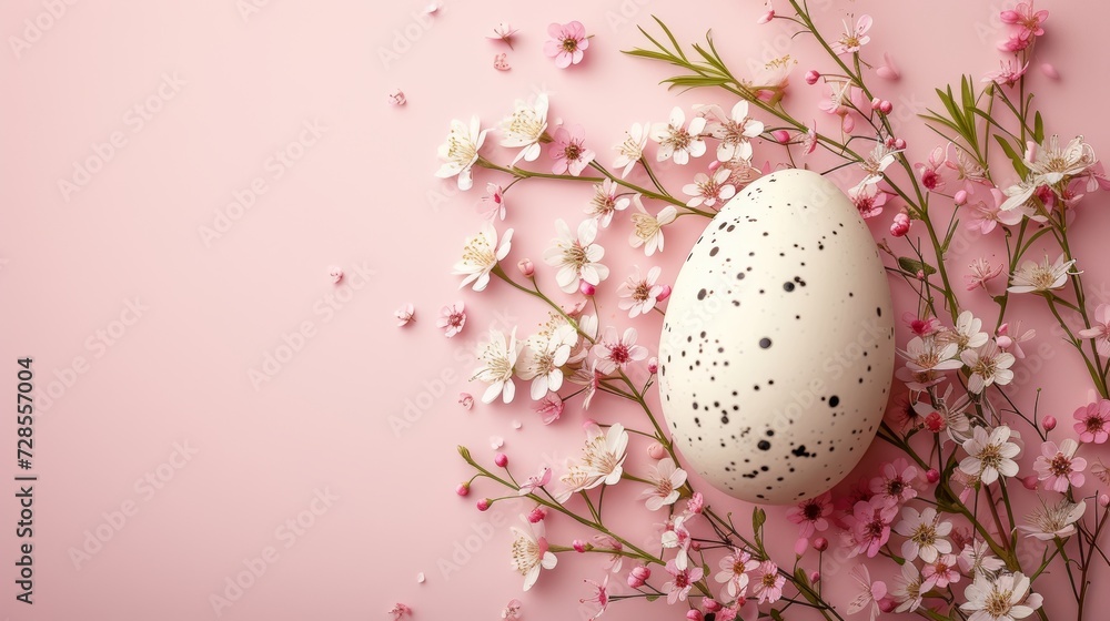 Chic Easter Egg with Blossoming Spring Flowers Chic Easter Egg with Blossoming Spring Flowers