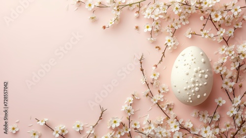 Chic Easter Egg with Blossoming Spring Flowers