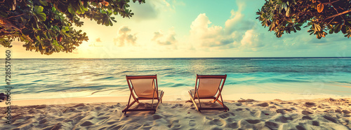 Summer Vacation, two lounge chairs on the beach photo