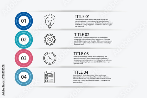 Business infographic labels template with 4 options. Creative concept for infographic