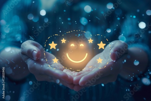Happy smiley emojis gleeful face, bubbling with joy. Emoticons client satisfaction positive communication. Amiable carefree disposition buoyant emojis. Customer rating testimonials cheery opinion poll photo