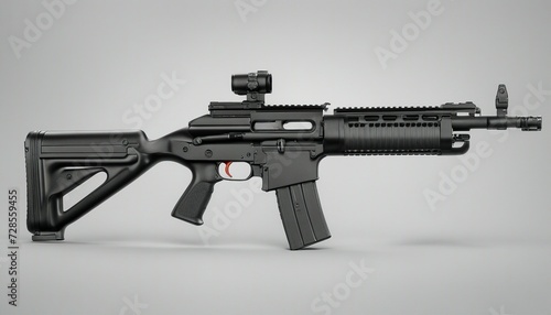 military rifle on black plain background, copy space for text 