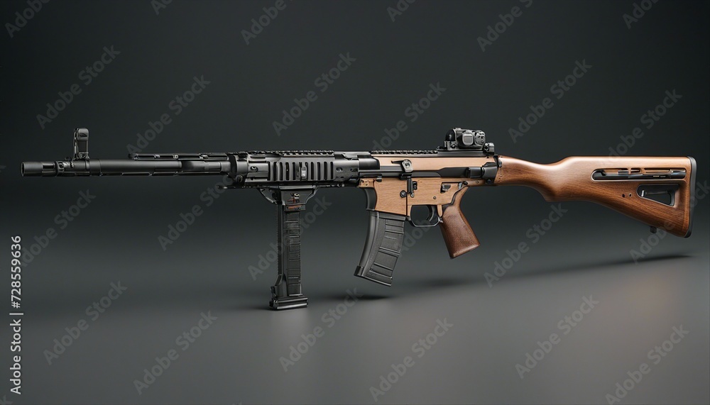 military rifle on black plain background, copy space for text
military rifle on black plain background, copy space for text