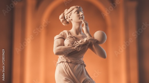 Plaster female statue. Beautiful woman Aphrodite sculpture. Ancient or Roman, Greek sculpture of attractive pretty woman in a motion. Renaissance portrait. Generative AI