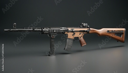military rifle on black plain background, copy space for text
 photo