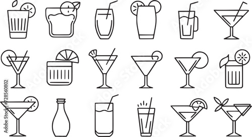 classic alcohol glass icon set vector collection. 