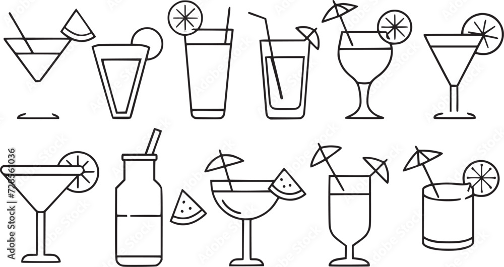 classic alcohol glass icon set vector collection. 