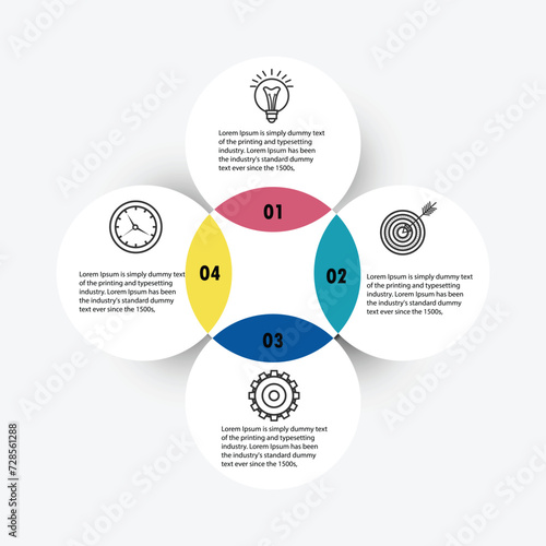 Circular Cycle Infographic Template Design With 4 Steps