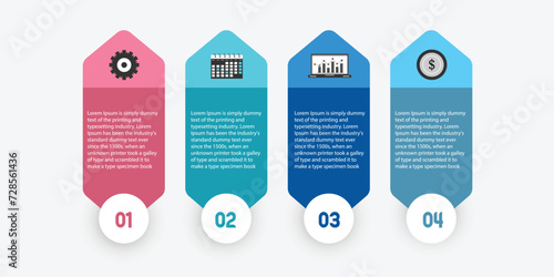 Infographic business design vector template with 4 options, steps or processes. Can be used for presentations banner, workflow layout, process diagram