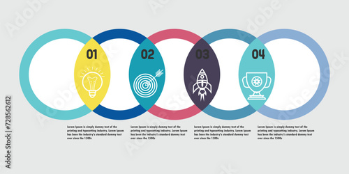Circle elements of graph, diagram with 4 steps, options, parts or processes. Template for infographic, presentation