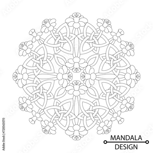 Celtic Floral Mandala of Coloring Book Page for Adults and Children