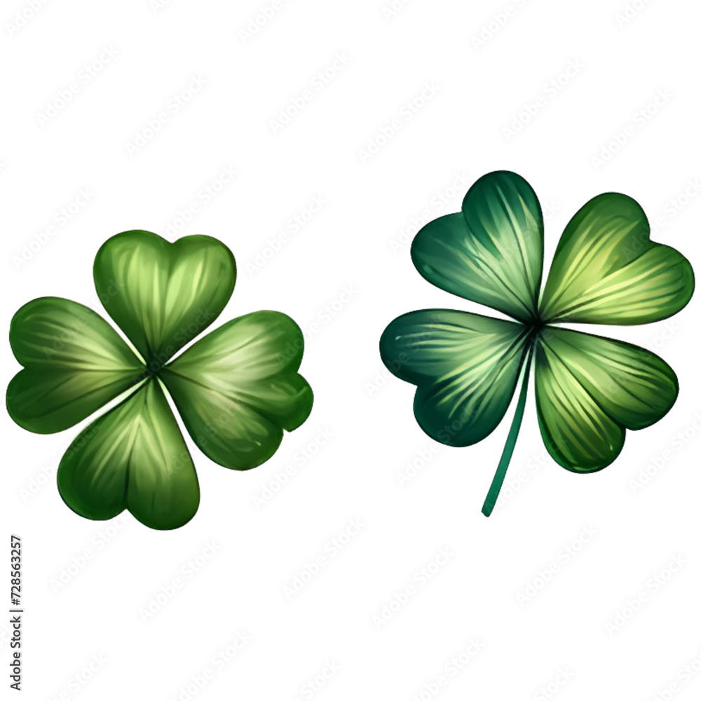 Fototapeta premium Green clover leaf isolated on white background. St. Patrick's Day