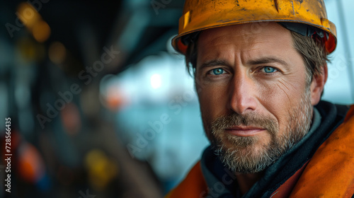 Portrait of empowered male maritime professional at work. Hard working man at the ship. Maritime concept. Work concept. Man concept. Male concept. Guy concept. © IC Production