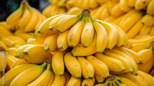 close up of a bunch of fresh bananas at the market  food background