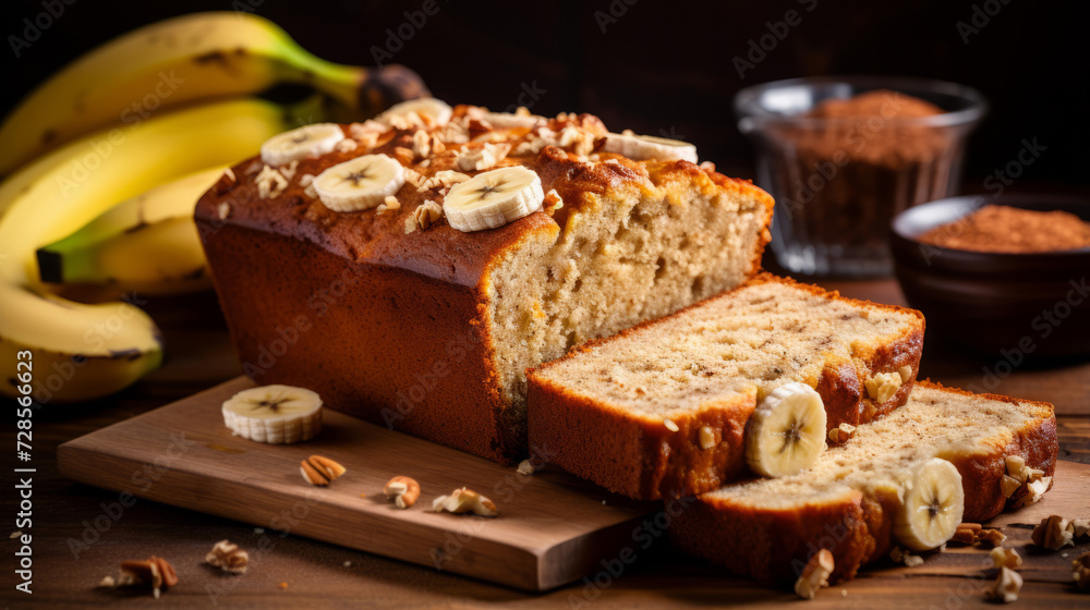 banana cake made with organic banana, cinnamon, and walnuts, homemade cake banana cake made with organic banana, cinnamon, and walnuts, homemade cake
