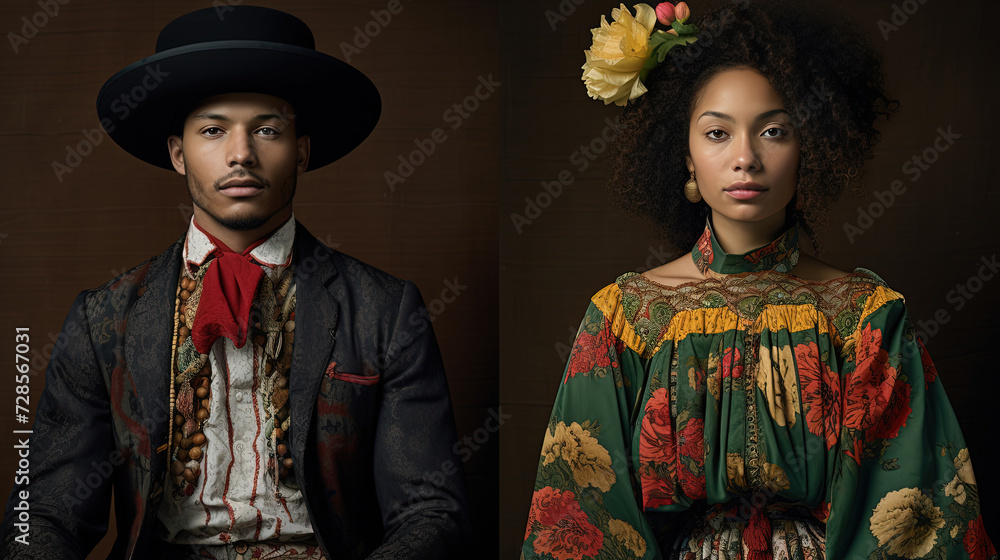 Traditional Clothing Across Generations of Men and Women in The World - obrazy, fototapety, plakaty 